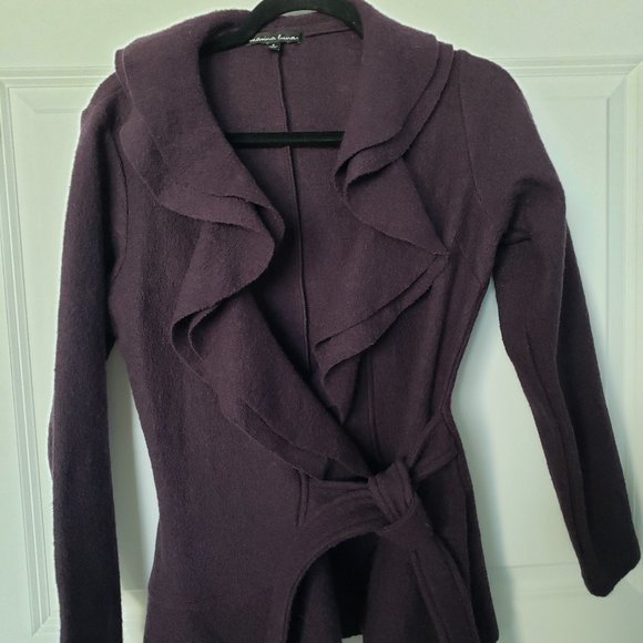 Marina Luna Vintage Y2K Boiled Wool Ruffled Collar Tie Front Cardigan - Picture 1 of 9